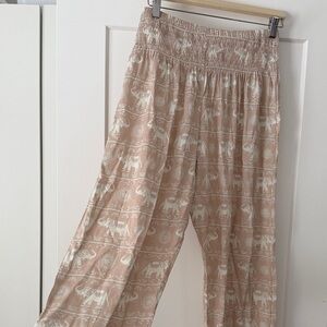 Beige Elephant Print Lounge Harem Pants NWT